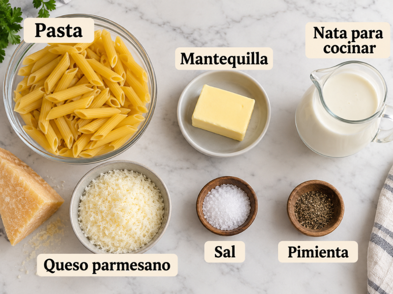 ingredientes pasta alfredo