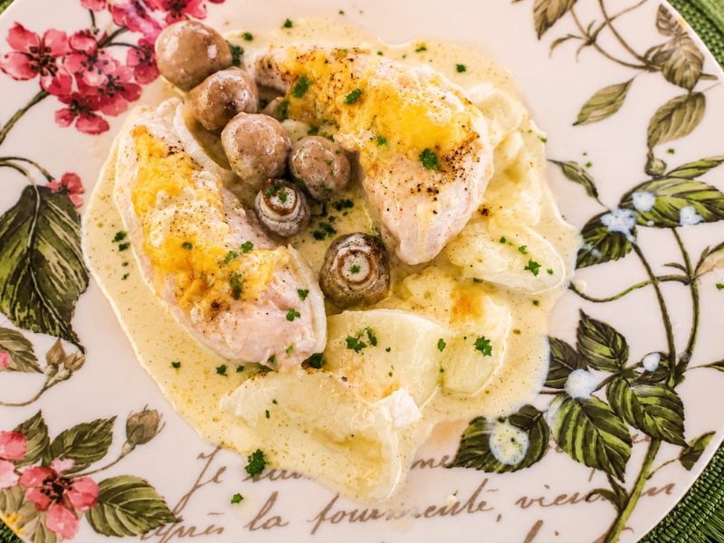 solomillos de pollo al horno Baked Chicken Tenderloins in Creamy Sauce