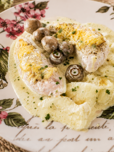 solomillos de pollo al horno Baked Chicken Tenderloins in Creamy Sauce
