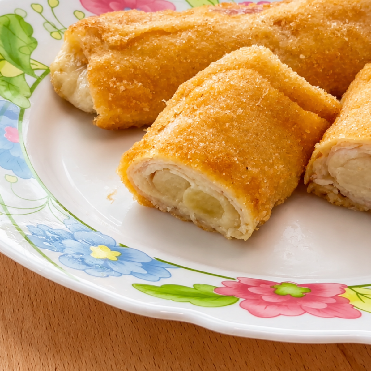 Rollitos de espárragos blancos con jamón y queso (crujientes y extra cremosos)
