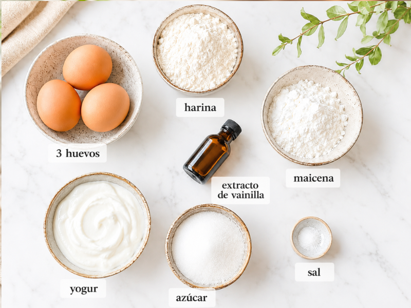 ingredientes no-yeast yogurt cake bizcocho de yogur sin levadura