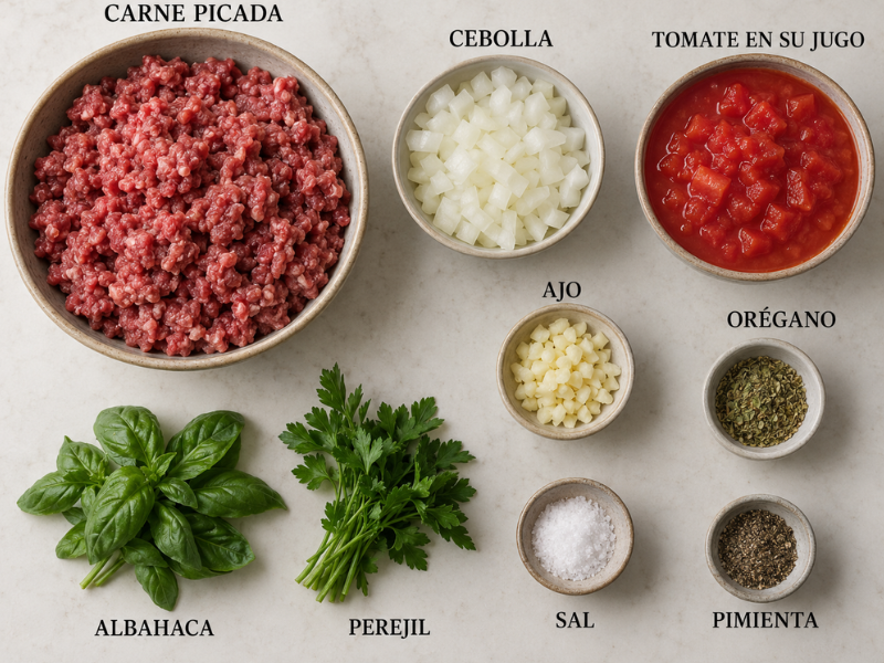 ingredientes lasaña en olla lenta